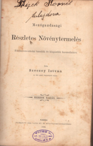 Szecsey Istvn - Mezgazdasgi rszletes nvnytermels