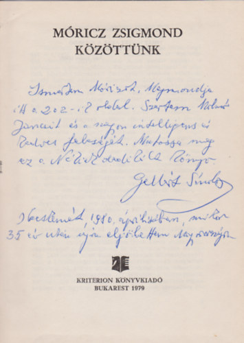 Kntor Lajos  (szerk.) - Mricz Zsigmond kzttnk (Dediklt)