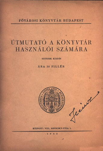 �tmutat� a k�nyvt�r haszn�l�i sz�m�ra