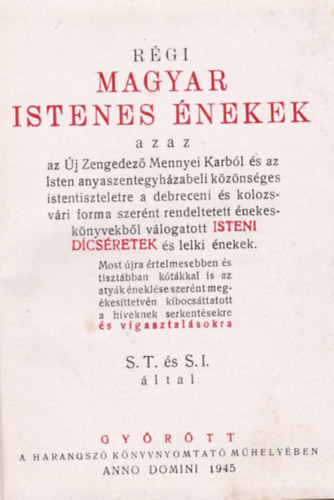 R�gi magyar istenes �nekek