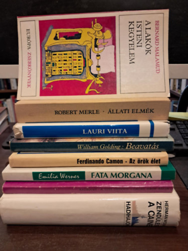 Emilia Werner, Ferdinando Camon, William Golding, Lauri Viita, Herman Wouk, Robert Merle, Bernard Malamud Raymond Radiguet - 8 db-os irodalmi K�NYVMENT� AJ�NLAT: Zend�l�s a Caine hadihaj�n+ A lak�k /Isteni kegyelem+ �llati elm�k+ A v�gtelen benn�nk van+ Beavat�s+ Az �r�k �let +Fata Morgana +A test �rd�ge /Orgel gr�f b�lja