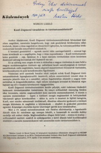 Kunfi Zsigmond t�rsadalom- �s t�rt�netszeml�let�r�l -k�l�nlenyomat a T�rt�nelmi Szemle 1980/1. sz�m�b�l - dedik�lt