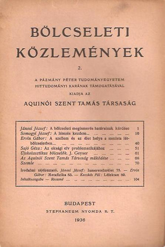 Blcseleti kzlemnyek 2. (1936)