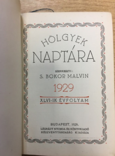 H�lgyek napt�ra 1929