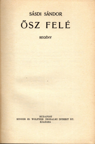 S�sdi S�ndor - �sz fel�