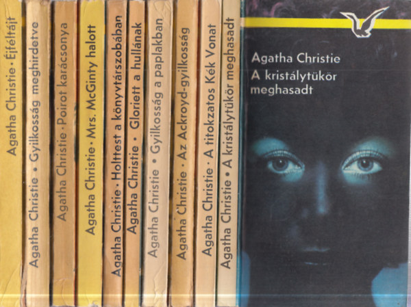 Agatha Christie - 10 db. Albatrosz k�nyvek (A krist�lyt�k�r meghasadt + A titokzatos K�k Vonat + Az Ackroyd-gyilkoss�g + Gyilkoss�g a paplakban + Gloriett a hull�nak + Holttest a k�nyvt�rszob�ban + Mrs. McGinty halott + Poirot kar�csonya + Gyilkoss�g megh