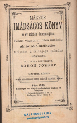 Schn Jzsef - Mkzr imdsgos knyv az v minden nnepnapjra ( hber-magyar )