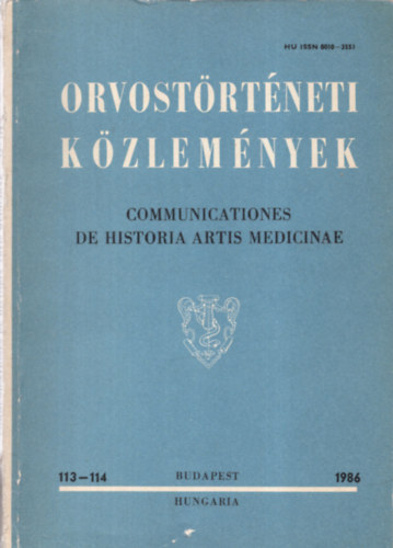 Orvostörténeti közlemények 113-114. 1986