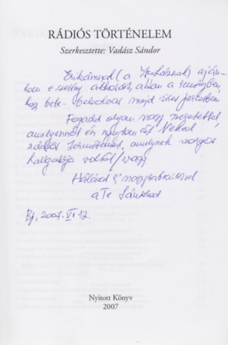 Vad�sz S�ndor - R�di�s t�rt�nelem