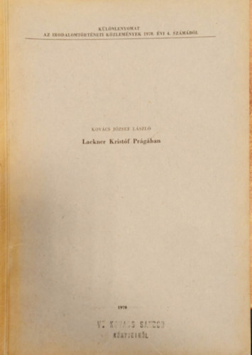 Kovács József László - Lackner Kristóf Prágában - Különlenyomat