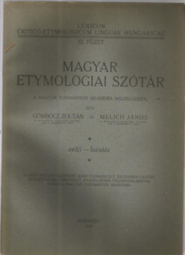 Gombocz Zoltán-Melich János - Magyar etymologiai szótár XI. füzet