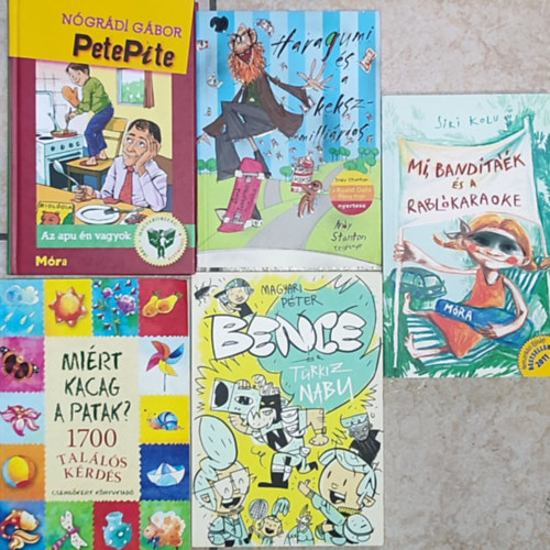 Andy Stanton, Magyari P�ter, N�gr�di G�bor Siri Kolu - 5db mesek�nyv - Siri Kolu-Mi, Bandit��k �s a Rabl�karaoke; Andy Stanton-Haragumi �s a kekszmilli�rdos; Magyari P�ter-Bence �s a T�rkiz Nabu; Mi�rt kacag a patak?; N�gr�di G�bor-PetePite-Az apu �n vagyok