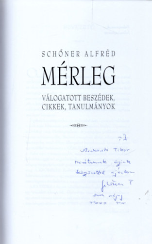 SChner Alfrd - Mrleg (Vlogatott beszdek, cikkek, tanulmnyok)