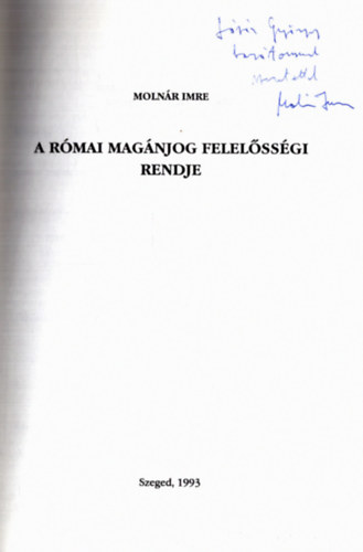 Molnár Imre - A római magánjog (dedikált)
