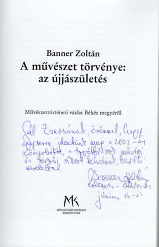 Banner Zoltn - A mvszet trtnve: az jjszlets- dediklt