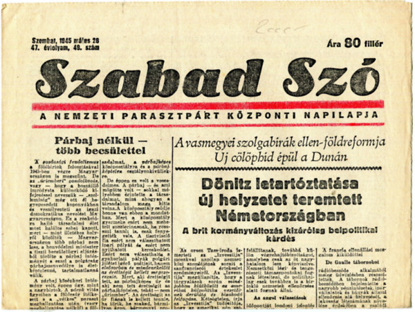Szabad sz 47. vfolyam, 49. szm