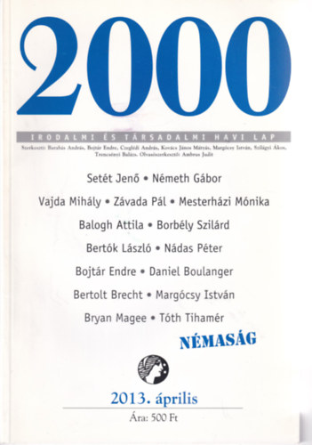 2000 Irodalmi és Társadalmi Havi Lap - 2013. április