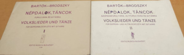 Bartók Béla-Brodszky Ferenc - Népdalok, táncok furulyára és gitárra I. + Népdalok, táncok szopránfurulyára, altfurulyára és gitárra II. (2 füzet)