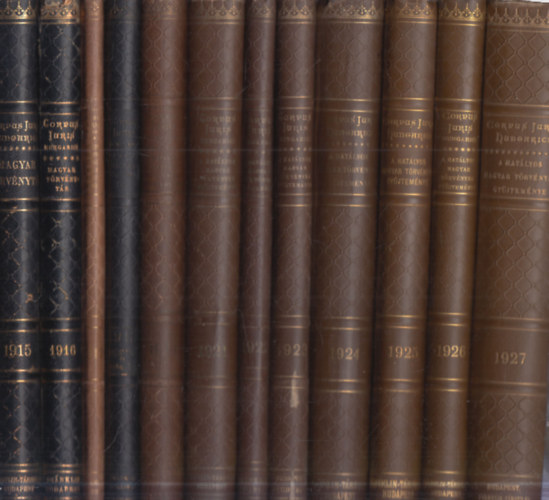 Térfy Gyula dr. (szerk.) - 12 db. Corpus Juris Hungarici- Magyar törvénytár (1915-1918, 1920-1927)- Millenniumi emlékkiadás