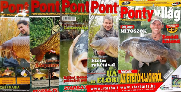 Bujáki Géza ( főszerk.) - 5 db Pontyvilág horgászmagazin: IV. évf., 10. sz. 2010 október, V. évf. 2. sz. 2011. február + 9. sz. szeptember, VI. évf. 1. sz., 2012. január, VII. évf. 3. sz. 2013. március