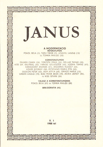 Hornyi zsb  (szerk.) - Janus - A modernizcirl 1988 tl V./1-3.