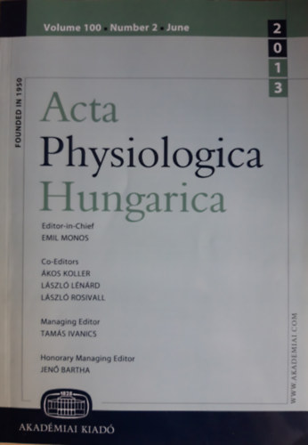 Monos Emil (főszerk) - Acta Physiologica Hungarica Volume 100, Number 2, June 2013