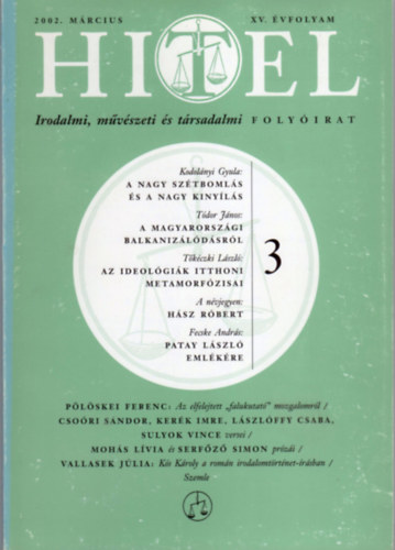 Csori Sndor  (fszerk.) - Hitel - Irodalmi, mvszeti s trsadalmi folyirat (XV. vf. 2002. mrcius)