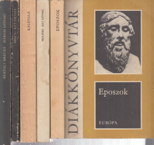 P�lmai K�lm�n (szerk.), Moli�re, Vik�r B�la (ford.), Henrik Ibsen, Bertold Brecht - 5 db. Di�kk�nyvt�r (Eposzok + Hat sz�nm� + Kalevala + A vadkacsa - Solness �p�t�mester + H�rom sz�nm�)