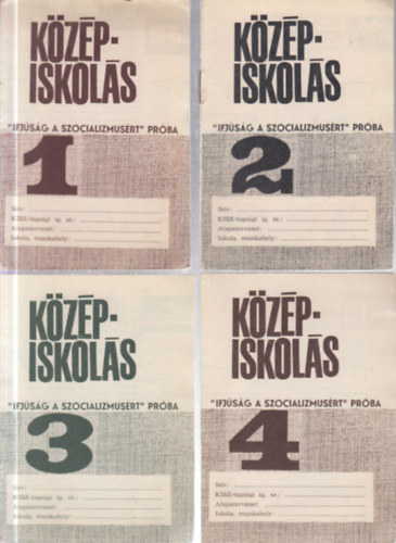 Középiskolás "Ifjúság a szocializmusért " próba 1-4. füzet 1965/66.