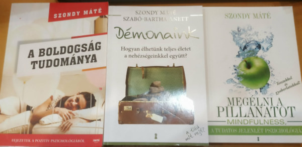 Szab�-Bartha Anett Szondy M�t� - 3 db szem�lyis�gpszichol�gia: A boldogs�g tudom�nya + D�monaink (Hogyan �lhet�nk teljes �letet a neh�zs�geinkkel egy�tt?) + Meg�lni a pillanatot