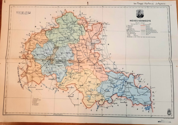 Heves v�rmegye t�rk�pe 1 : 200.000. (50�35cm)
