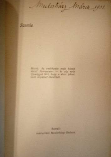 Mesterh�zy Gedeon - El�gi�k - Szemle