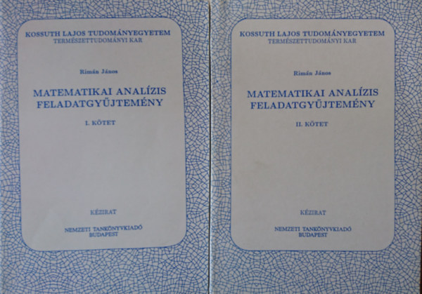 Rim�n J�nos - Matematikai anal�zis feladatgy�jtem�ny I-II.