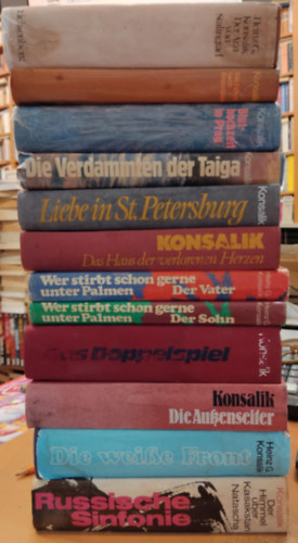 Heinz Günther Konsalik - 12 db Heinz G. Konsalik: Der Arzt von Stalingrad; Wer Stirbt Schon Gerne Unter Palmen I-II.: Der Vater + Der Sohn; Die Fahrt Nach Feuerland; Bluthochzeit in Prag; Die Verdammten der Taiga; Liebe in St. Petersburg; Das Haus der Verlorenen Herzen