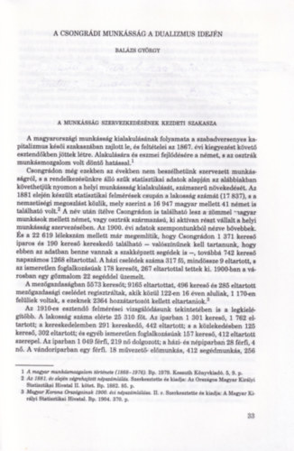 Bal�zs Gy�rgy - A csongr�di munk�ss�g a dualizmus idej�n - dedik�lt - K�l�nlenyomat