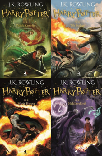 J.K. Rowling, J.K. Rowling, J. K. Rowling, J. K. Rowling, J. K. Rowling, J. K. Rowling J. K. Rowling - 4 db Harry Potter reg�ny: Harry Potter �s a Titkok Kamr�ja (Harry Potter 2.) + Harry Potter �s a T�z Serlege (Harry Potter 4.) + Harry Potter �s a F�lv�r Herceg (Harry Potter 6.) + Harry Potter �s a Hal�l erekly�i (Harry Potter