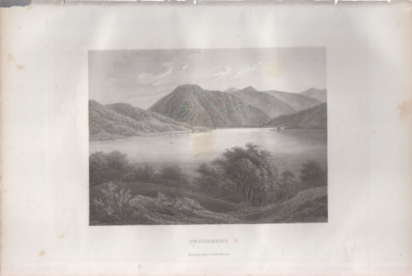 Tegernsee település látképe, Németország (18x28 cm lapméretű eredeti acélmetszet)