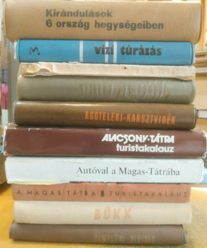 10 Magyarország: Aggteleki-karsztvidék; Bükk; Zempléni-hegység; Vízitúrázók könyve; Budai hegyek útikalauz; Vízi túrázás; A Magas-Tátra; Autóval a Magas-Tátrába; Alacsony-Tátra turistakalauz; Kirándulások 6 ország hegységeiben