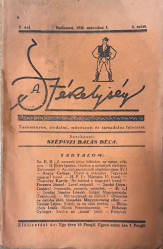 A Sz�kelys�g - Tudom�nyos, irodalmi m�v�szeti, �s t�rsadalmi havi foly�irat - V. �vf. 1936. m�rczius 4. sz�m