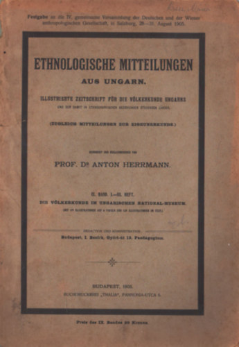 Prof. Dr. Anton Herrmann - Ethnologische mitteilungen aus ungarn- Die v�lkerkunde im ungarischen national-museum
