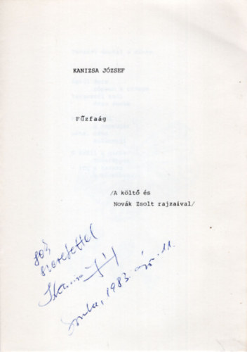 Kanizsa Jzsef - Fzfag- versek  - dediklt