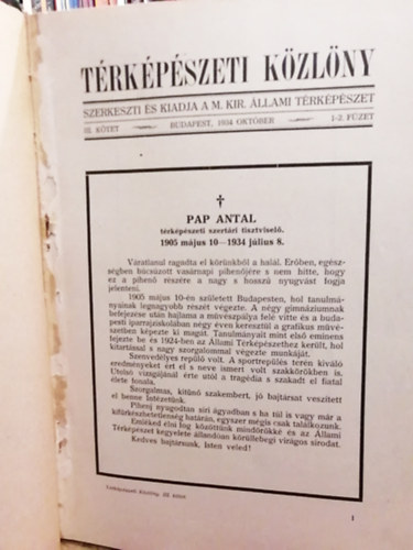 Dr. Molnr Lszl  (felels szerk.) - Trkpszeti Kzlny  III. ktet 1-4. fzet (1934. oktber - 1935. augusztus) - IV. ktet 1-4 fzet (1936. december - 1937. december)