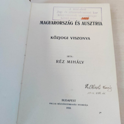 Réz Mihály - Magyarország és Ausztria közjogi viszonya