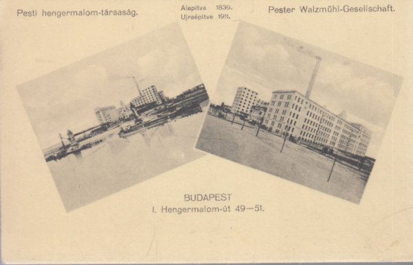 Pesti hengermalom-társaság (régi képeslap)