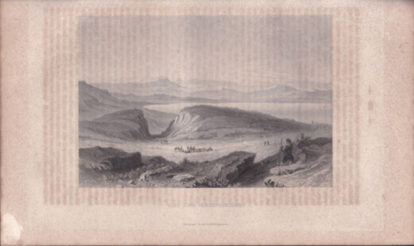 A hegyi beszéd helyszíne, Szentföld, Galileai-tó (17×28 cm lapméretű eredeti acélmetszet) (1860 körül)