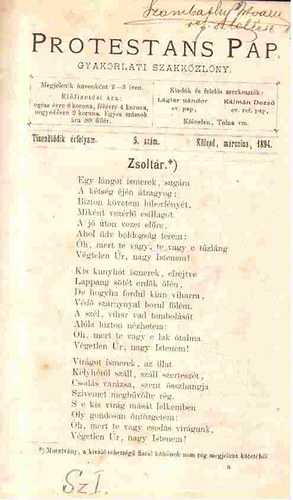 Lgler; Klmn szerk. - Protestans pap - Gyakorlati szakkzlny