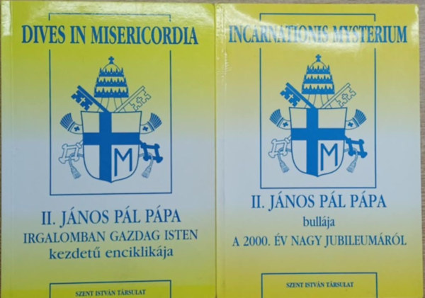 2 db vallási témájú kötet: II. János Pál pápa irgalomban gazdag Isten kezdetű enciklikája - II. János Pál pápa bullája a 2000. év nagy jubileumáról