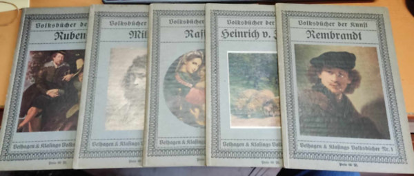 Heinrich V. Zgel, Raffael, Millet, Rubens Rembrandt - 5 db Volksbcher der kunst: Nr. 1: Rembrandt; Nr. 13: Heinrich V. Zgel; Nr. 26: Raffael; Nr. 32: Millet; Nr. 48: Rubens