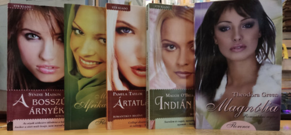 Maggie O'Brian, Pamela Taylor, Theodora Green, Marta Rovira Syndie Maison - 5  db Florence romantikus regény: A bosszú árnyékában; Afrikai éjszakák; Ártatlanságom bűnei; Indián nyár; Magnólia