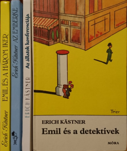 Erich Kästner - 4db Erich Kästner kötet: Emil és a detektívek; Az állatok konferenciája; Az emberke; Emil és a három iker